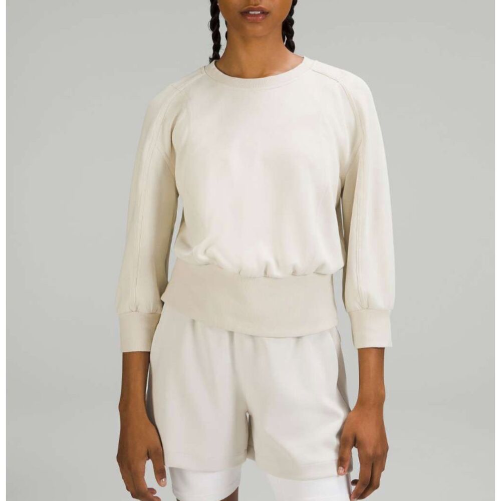 Women Lululemon Softstreme Ribbed-Hem Pullover Natural Ivory Size 2 - Picture 1 of 10